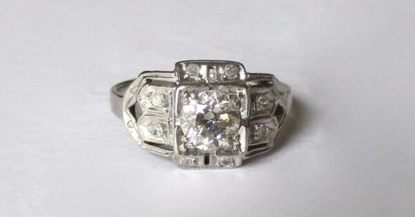 Vintage 9-Stone Platinum & Diamond Engagement Ring of 1.6 cts/Wedding/Boho/Hippie - Image 2