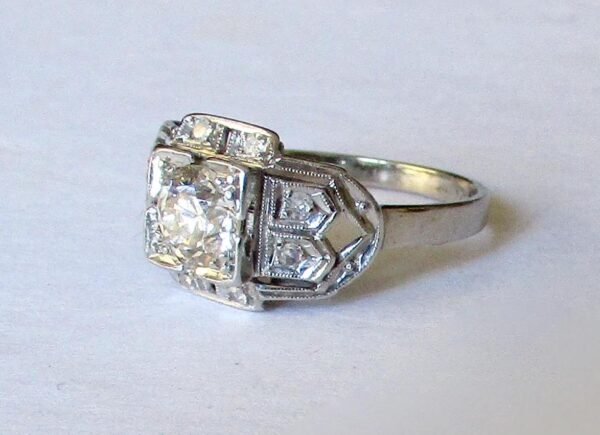 Vintage 9-Stone Platinum & Diamond Engagement Ring of 1.6 cts/Wedding/Boho/Hippie - Image 3
