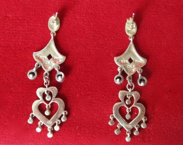 Pair of Vintage Sterling Silver & Marcasite Chandelier Earrings/Hippie/Boho - Image 4