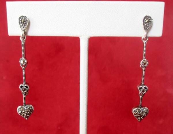 Pair of Vintage Sterling Silver & Marcasite Drop/Dangle Earrings/Boho/Steampunk/Hippie