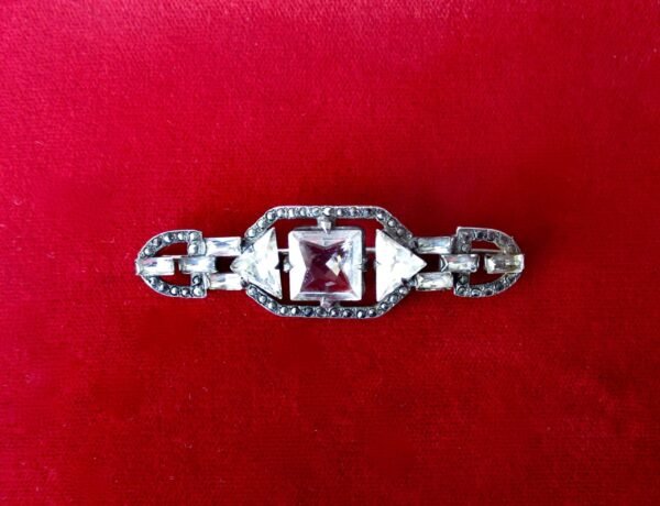 Antique Sterling Silver - Marcasite - Crystal Pin/Brooch/Wedding/Boho