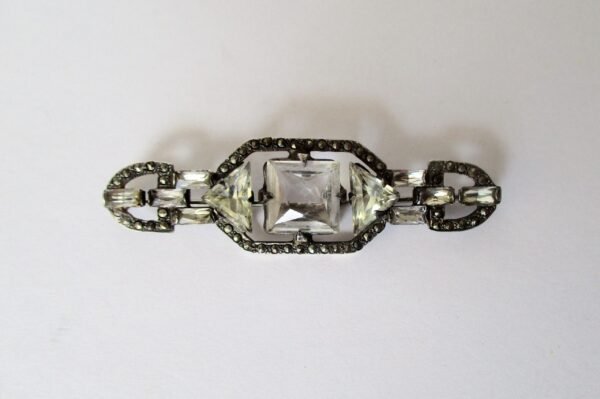 Antique Sterling Silver - Marcasite - Crystal Pin/Brooch/Wedding/Boho - Image 5