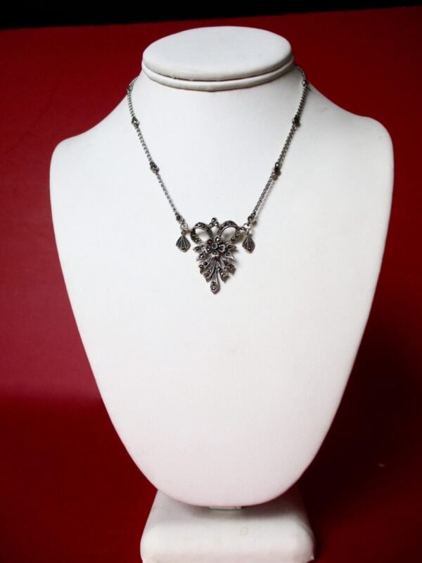 Vintage Sterling Silver Pendant Necklace With Marcasites/Wedding/Boho/Hippie - Image 2