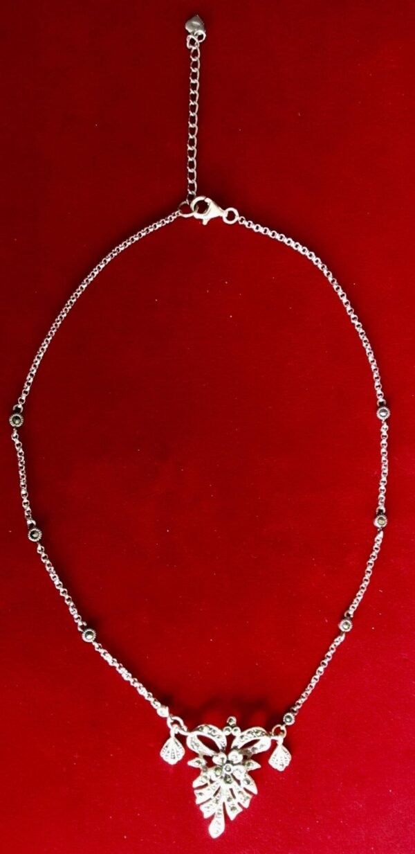 Vintage Sterling Silver Pendant Necklace With Marcasites/Wedding/Boho/Hippie - Image 3