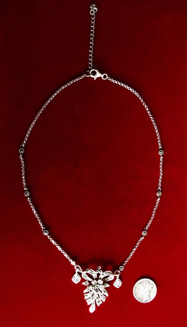 Vintage Sterling Silver Pendant Necklace With Marcasites/Wedding/Boho/Hippie - Image 4