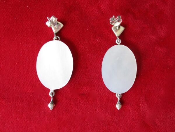 Pair of Vintage Sterling Silver - Mother of Pearl - Marcasite Earrings/Wedding/Boho/Hippie - Image 5