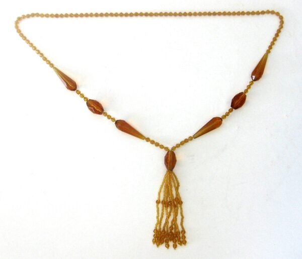 Amber Crystal Bead  "Flapper" Necklace from the 1920's - Image 2