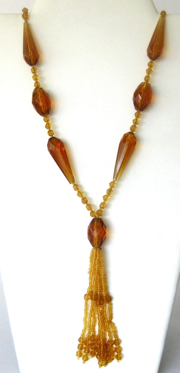 Amber Crystal Bead  "Flapper" Necklace from the 1920's - Image 4