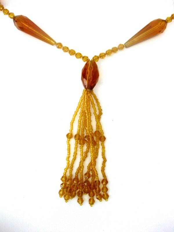 Amber Crystal Bead  "Flapper" Necklace from the 1920's - Image 3