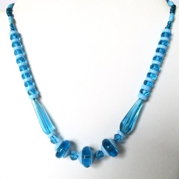 Deco Turquoise & Baby Blue  Crystal Bead Necklace