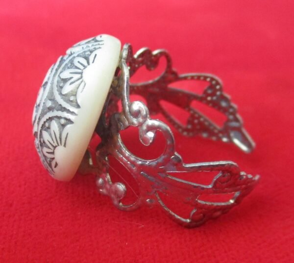 Antique Adjustablet Button Ring - Image 4