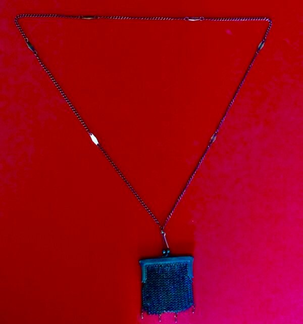 Antique Gunmetal Chatelaine Purse Necklace With Gunmetal Chain - Image 3
