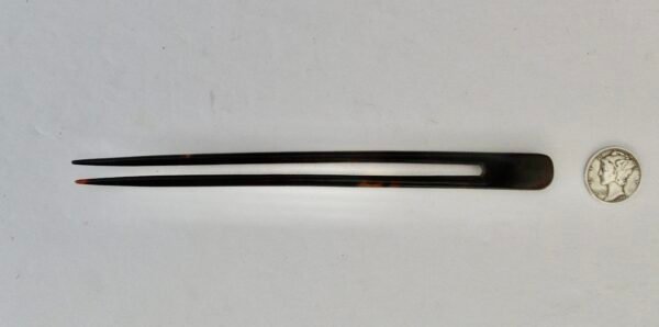 Antique 5 1/2-Inch Faux Tortoise Shell Hair Fork - Image 4