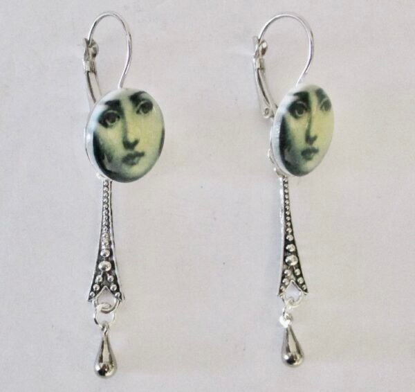 Pair of Vintage Portrait Earrings With Stenciling & Omega Backs - Image 3