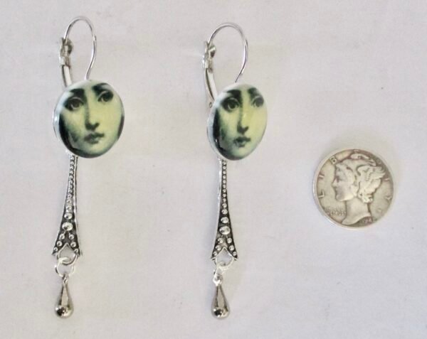 Pair of Vintage Portrait Earrings With Stenciling & Omega Backs - Image 5