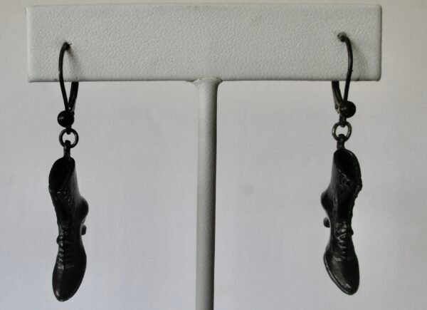 Pair of Rare Gunmetal Earrings of Victorian Ladies Boots/Boho/HIppie/Steampunk - Image 3