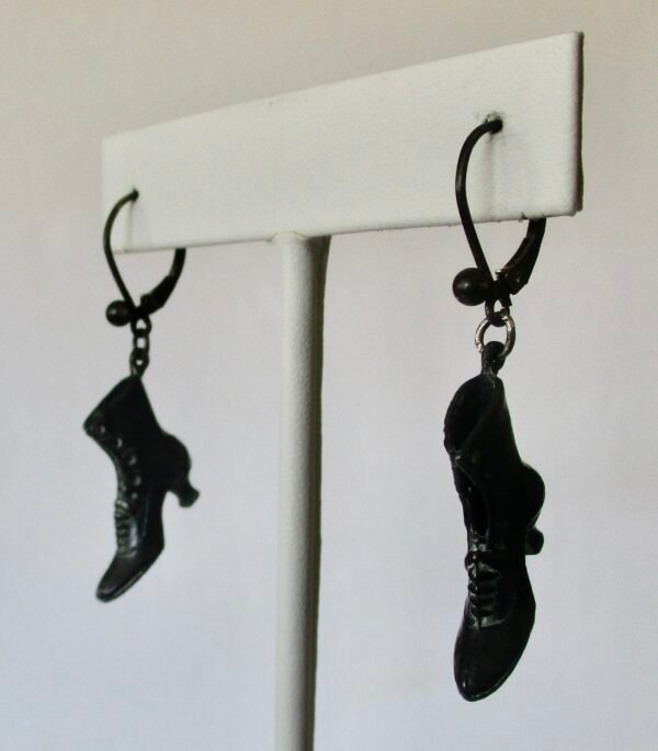 Pair of Rare Gunmetal Earrings of Victorian Ladies Boots/Boho/HIppie/Steampunk - Image 4