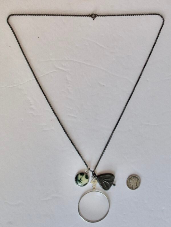 Vintage Gunmetal Necklace With 3 Pendants/Boho/Steampunk - Image 4
