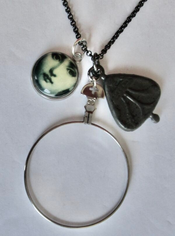 Vintage Gunmetal Necklace With 3 Pendants/Boho/Steampunk - Image 5