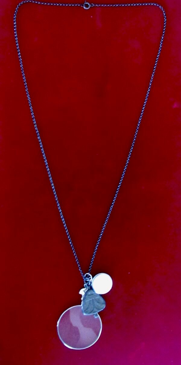 Vintage Gunmetal Necklace With 3 Pendants/Boho/Steampunk - Image 3