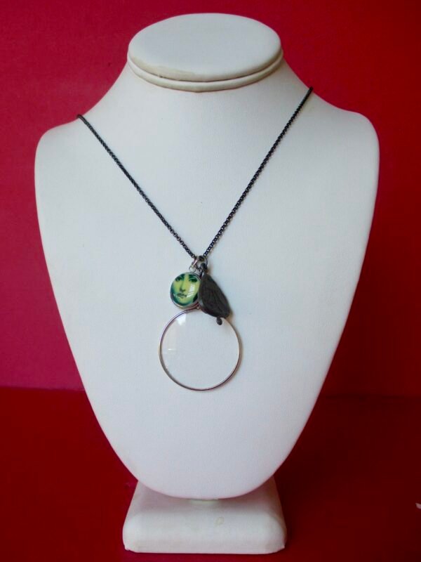 Vintage Gunmetal Necklace With 3 Pendants/Boho/Steampunk