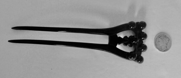 Antique Victorian Whitby Jet on Horn 4 1/2-Inch Hair Comb - Image 3