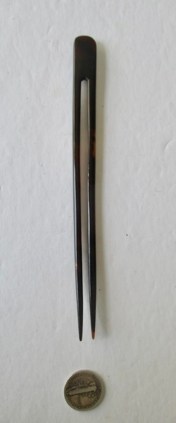 Antique 5 1/2-Inch Faux Tortoise Shell Hair Fork - Image 5